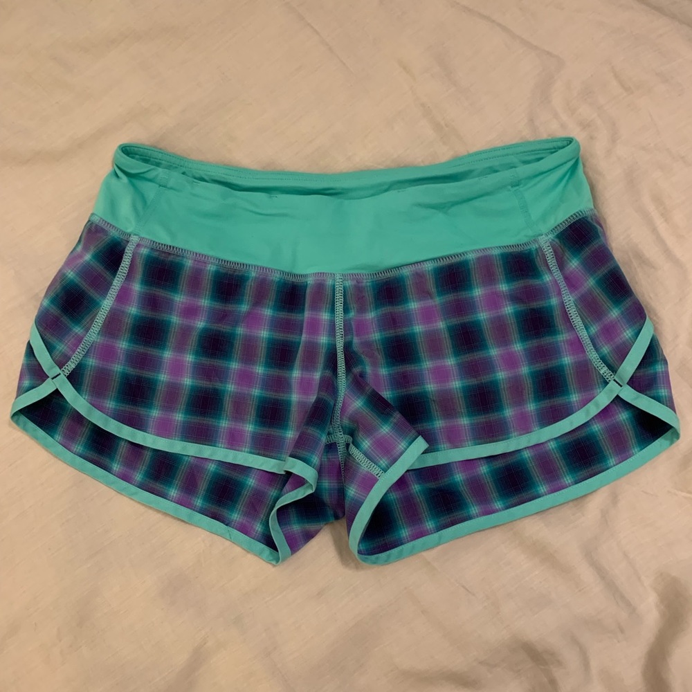 Lululemon Speed Shorts, River Rock Oasis plaid sz4